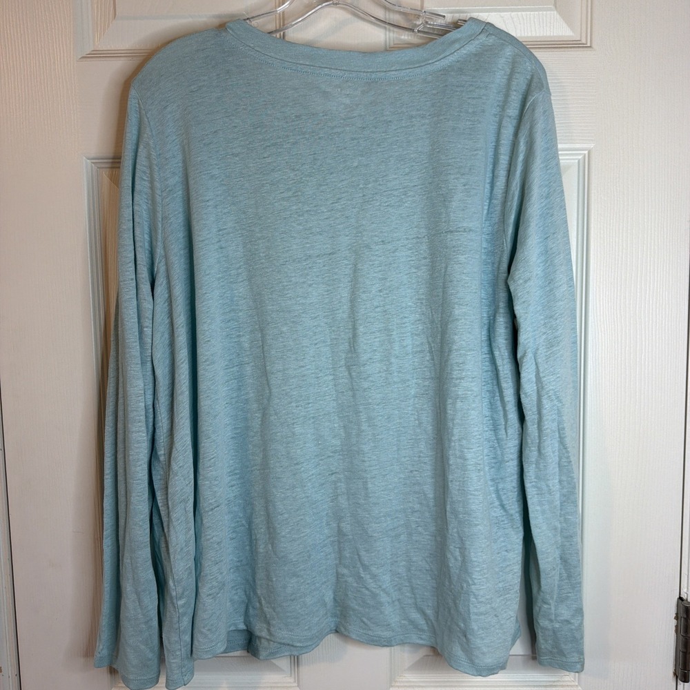 NEW Eileen Fisher Set Of 2 Organic Linen Beach Cottage Core Top & Black V-neck L - Picture 3 of 14
